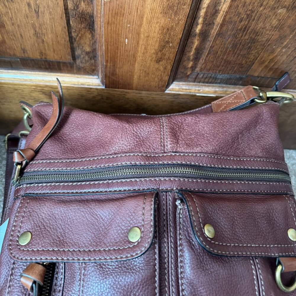 Fossil Brown Pebbled Leather Morgan Traveler Shoulder/Crossbody Bag - Picture 14 of 16